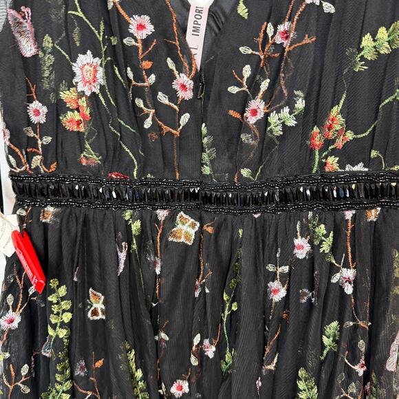 Mac Duggal Floral Embroidered Sleeveless A Line Gown Black Multi 70132 12 New - Picture 5 of 14